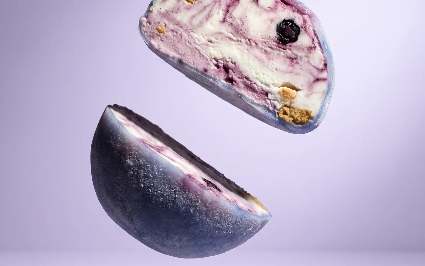 Yogurt mochi, two halves