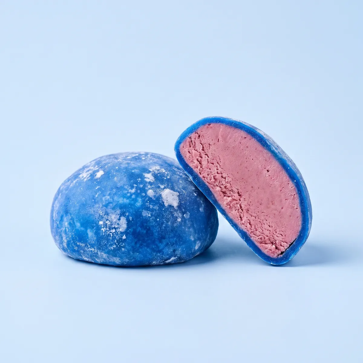 Berries mochi, whole and cut open