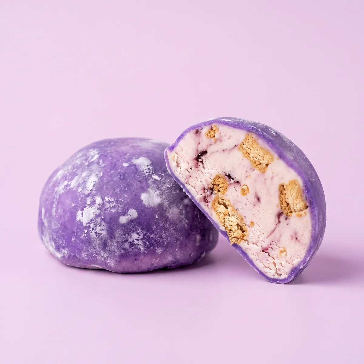 Cheesecake mochi, whole and cut open