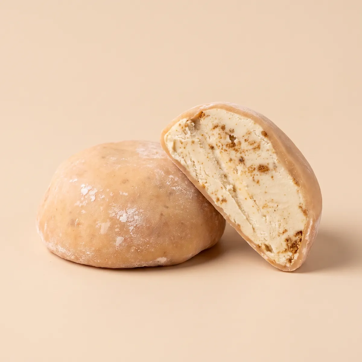Lotus mochi, whole and cut open